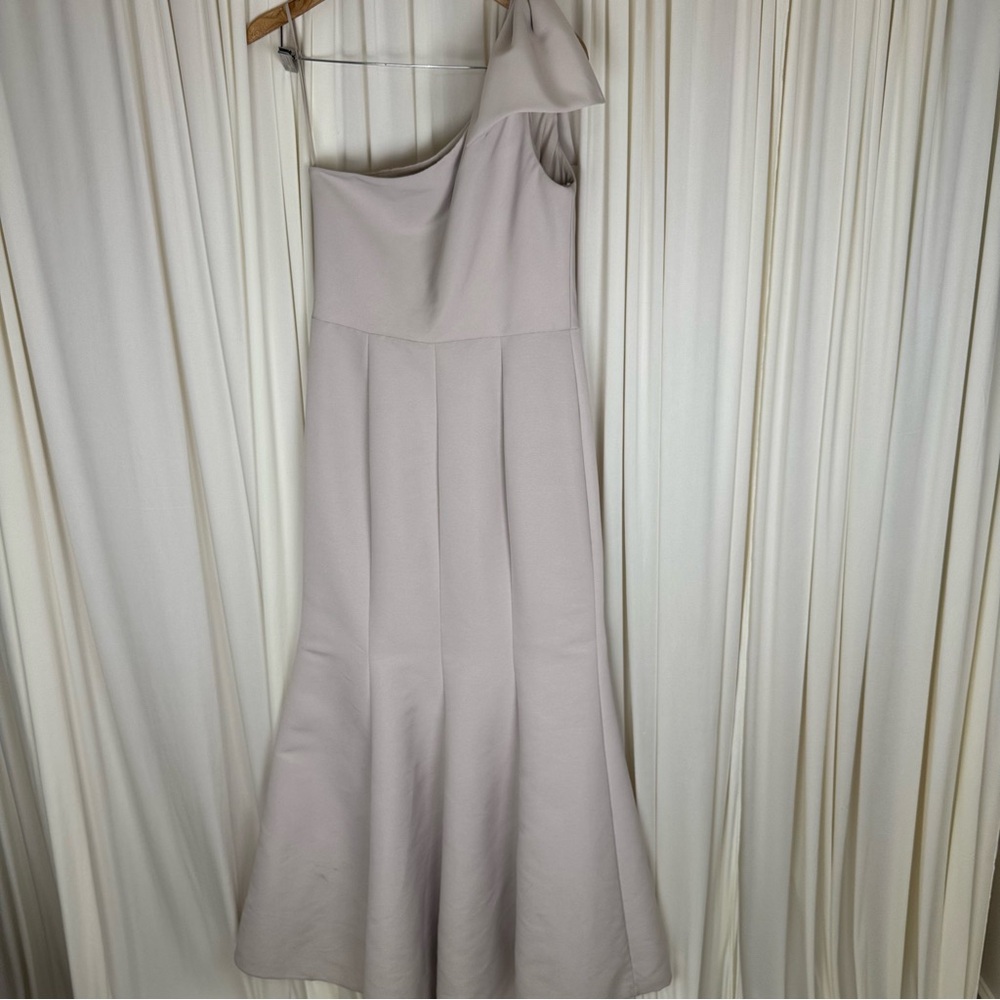 Amsale Sierra GB199 Champagne One-Shoulder Cream Gown Bridesmaid Dress Sz 12 NEW - Picture 15 of 16